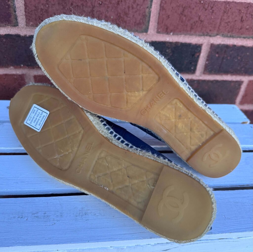 Chanel Dark Blue Lambskin CC Espadrilles - Size 38