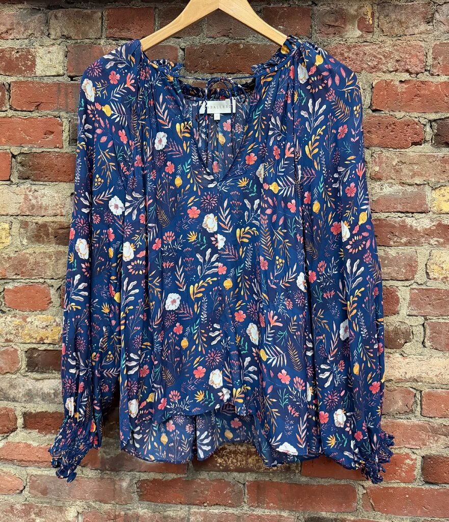 Caballero Mila Floral Chiffon Peasant Blouse - Size XS