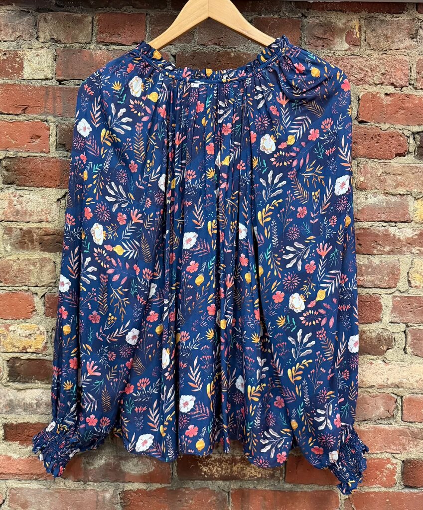 Caballero Mila Floral Chiffon Peasant Blouse - Size XS