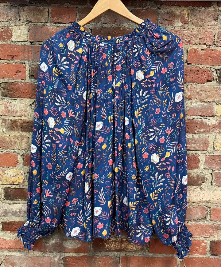Caballero Mila Floral Chiffon Peasant Blouse - Size XS
