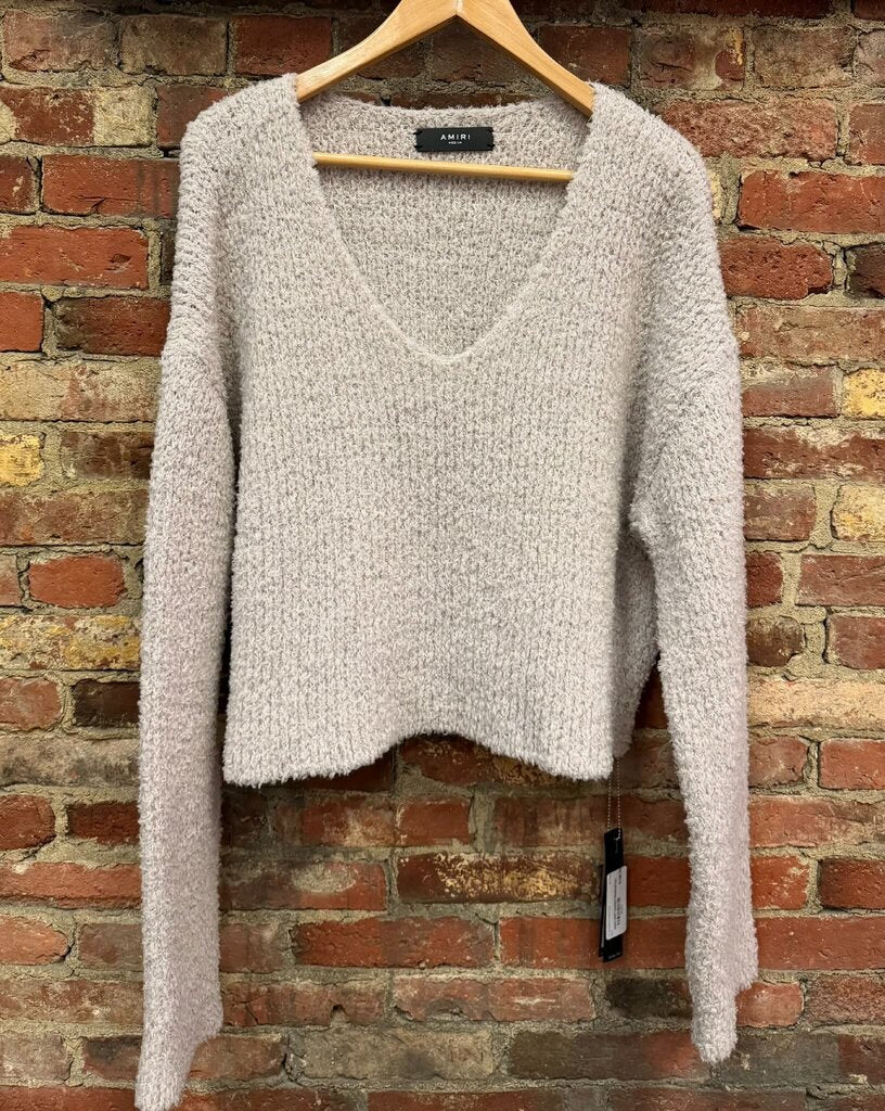 AMIRI Chunky Bouclé V-Neck Drop-Shoulder Sweater - Size Medium