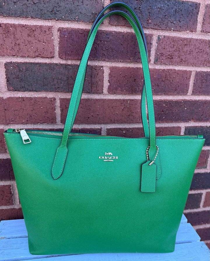 Coach Zip Top Tote Bag In Kelly Green