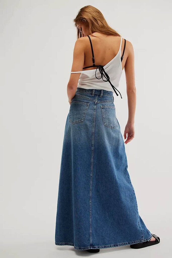 Free People Come As You Are Denim Maxi Skirt - Size 2