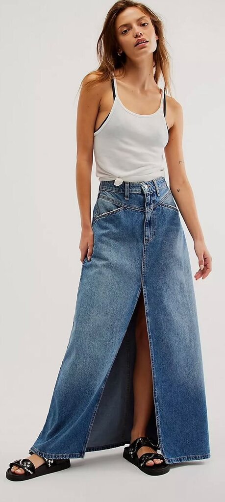 Free People Come As You Are Denim Maxi Skirt - Size 2