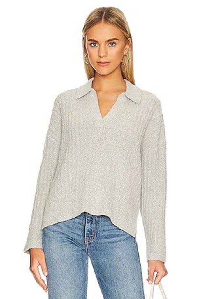 Pistola Zoe Relaxed Polo Sweater In Heather Grey - Size Small