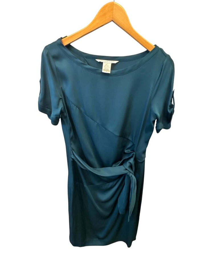 Diane Von Furstenberg Teal Silk Draped Wrap Dress - Size 10