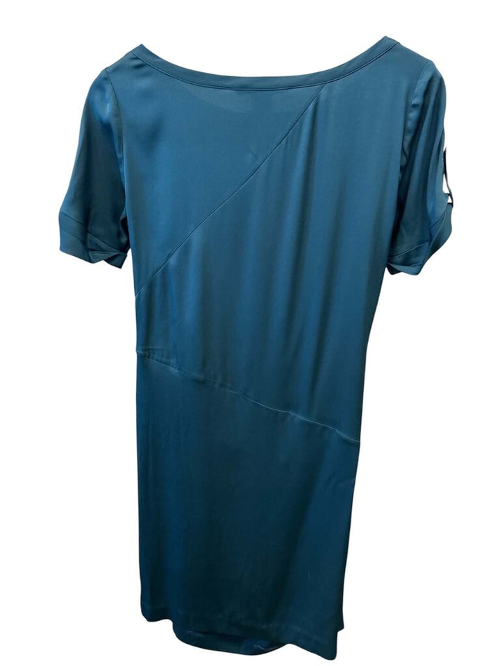Diane Von Furstenberg Teal Silk Draped Wrap Dress - Size 10