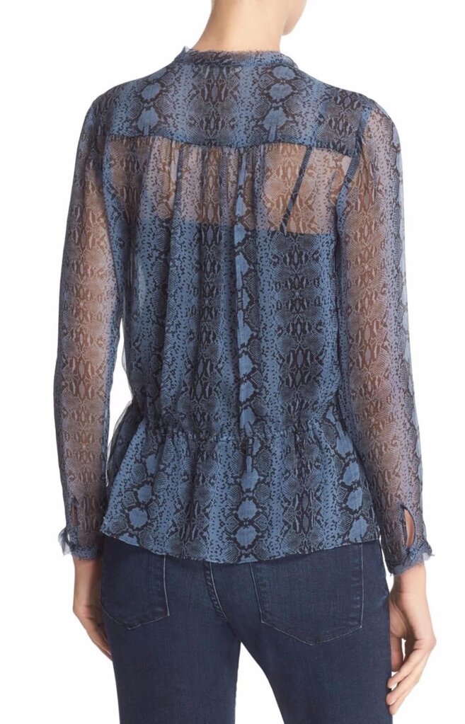 Rebecca Taylor Silk Drawstring Print Blouse - Size 4