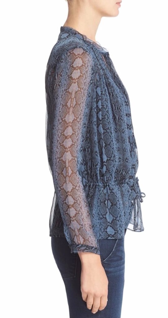 Rebecca Taylor Silk Drawstring Print Blouse - Size 4