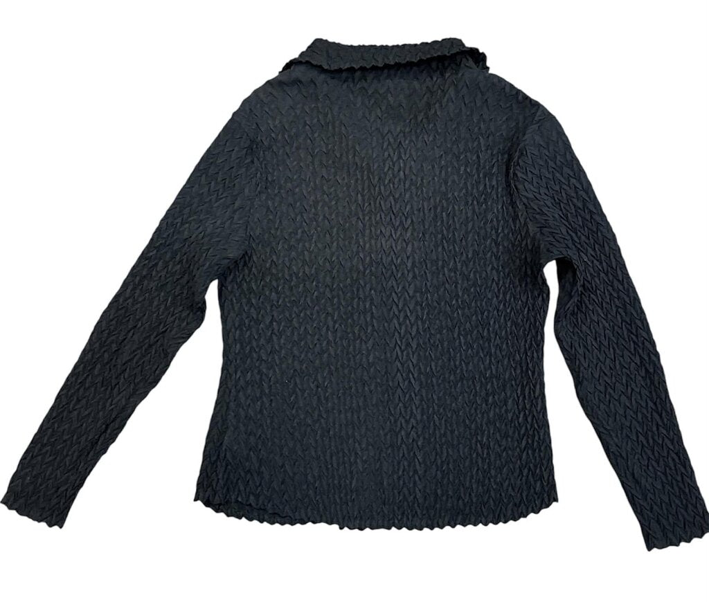 Komarov Crinkle Texture Knit Button-Up Top