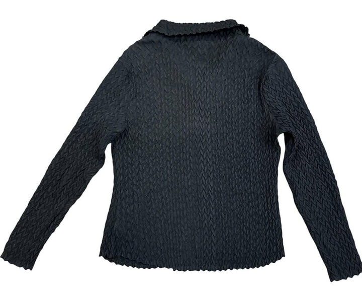 Komarov Crinkle Texture Knit Button-Up Top