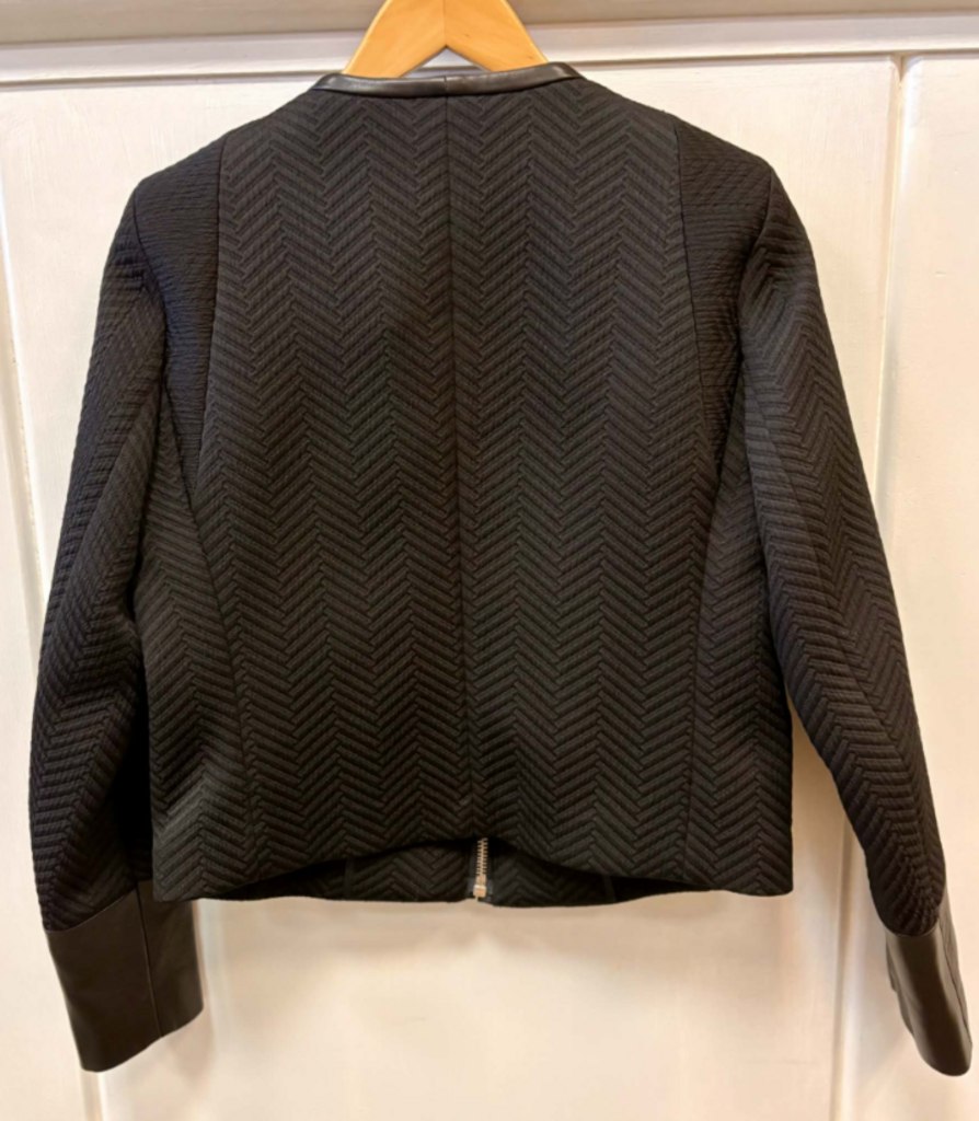 Sandro Leather Trim Zip-Up Jacket - Size 38