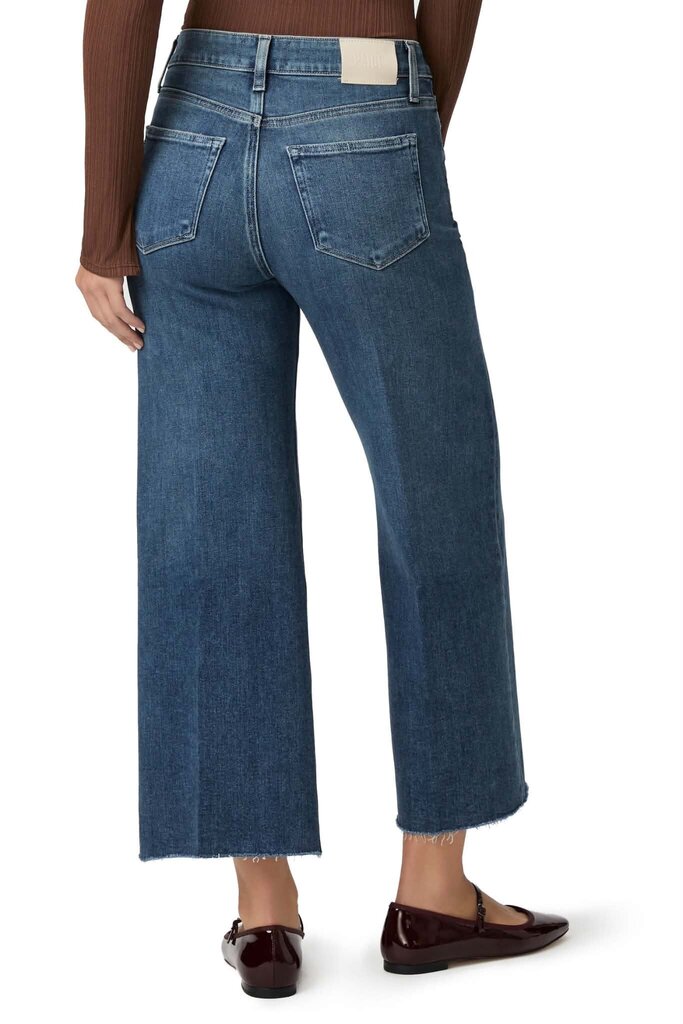 Paige Anessa High Waist Raw Hem Wide Leg Jeans - Size 32