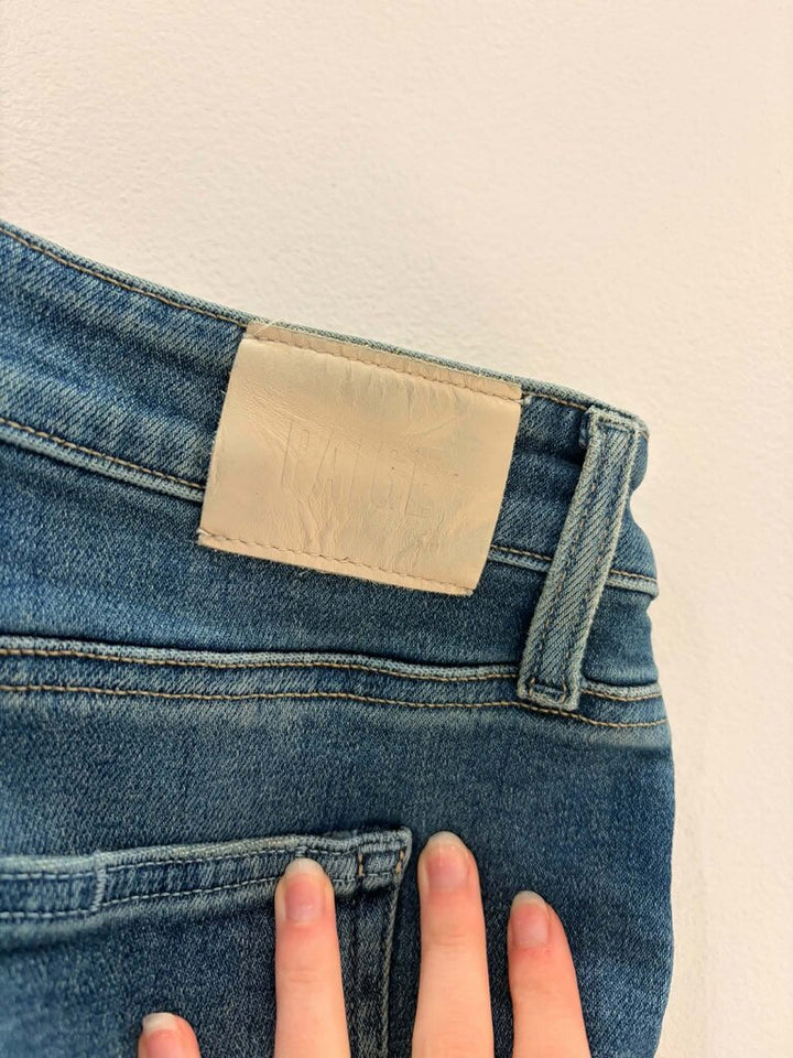 Paige Anessa High Waist Raw Hem Wide Leg Jeans - Size 32