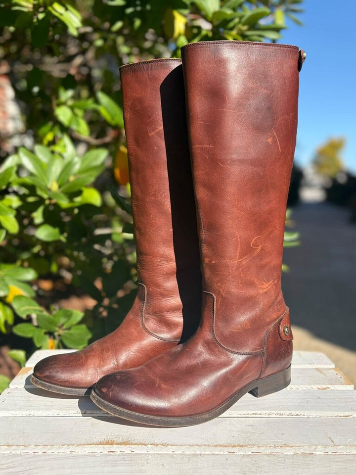Frye Melissa Button Back Zip Riding Boots - Size 8.5