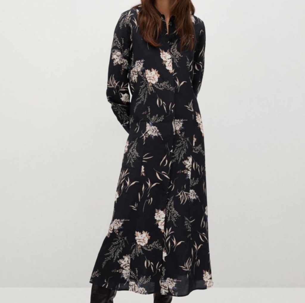 Mango Button-Up Floral Midi Dress - Size 6