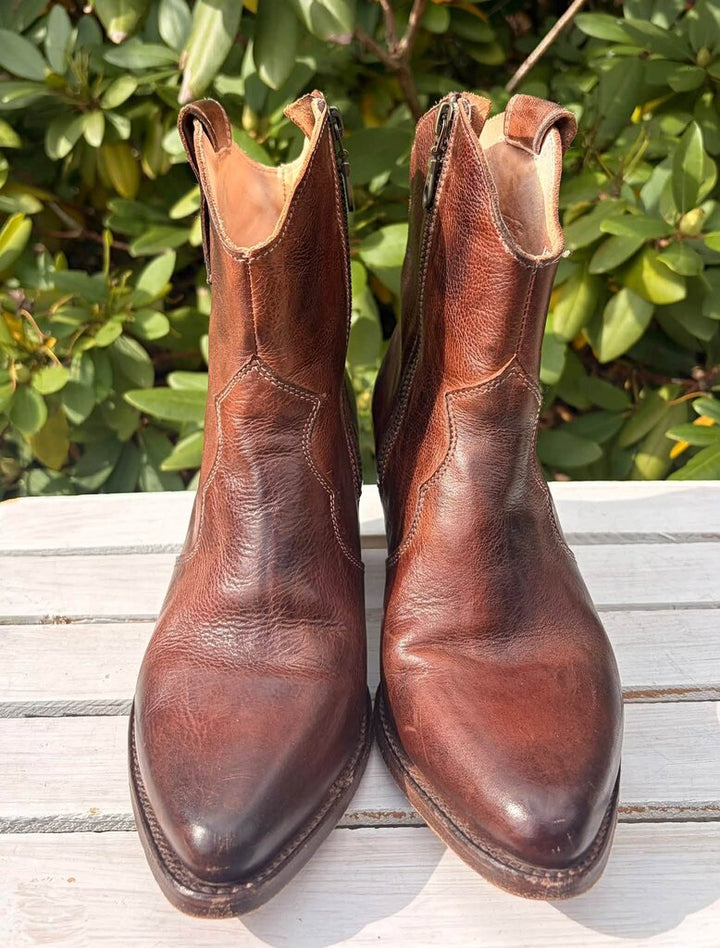 Oak Tree Farms Baila Leather Ankle Cowgirl Boots - Size 8.5