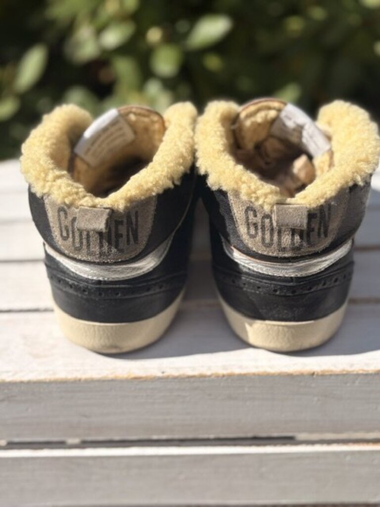 Golden Goose Mid Star Mid Top Sneakers Sherling in Black Ice Silver - Size 39 (Retails $1190)