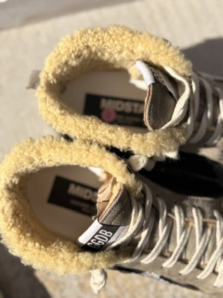 Golden Goose Mid Star Mid Top Sneakers Sherling in Black Ice Silver - Size 39 (Retails $1190)