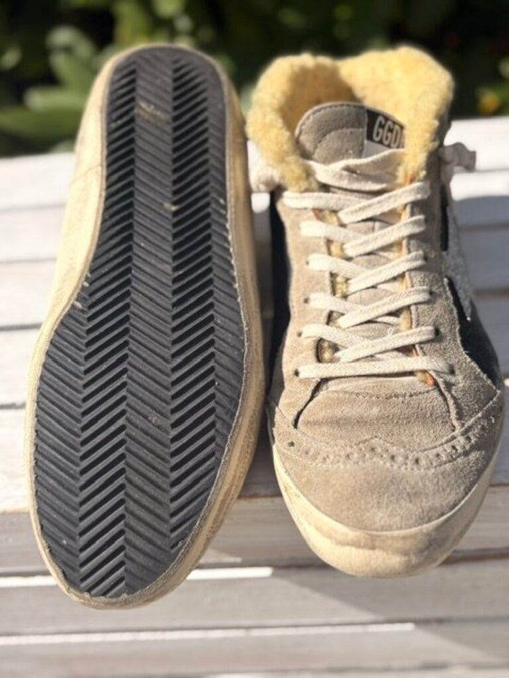 Golden Goose Mid Star Mid Top Sneakers Sherling in Black Ice Silver - Size 39 (Retails $1190)