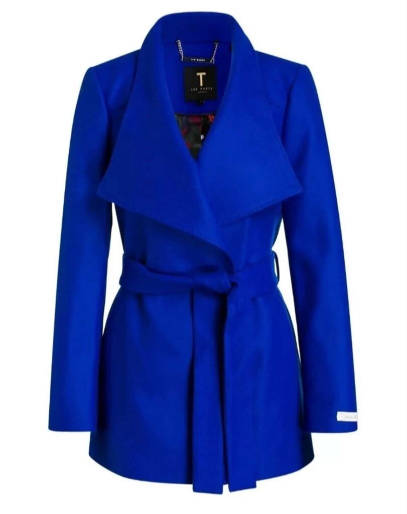 Ted Baker NWT Rytaa Blue Short Wool Wrap Coat - Size 1 (Retails $369)