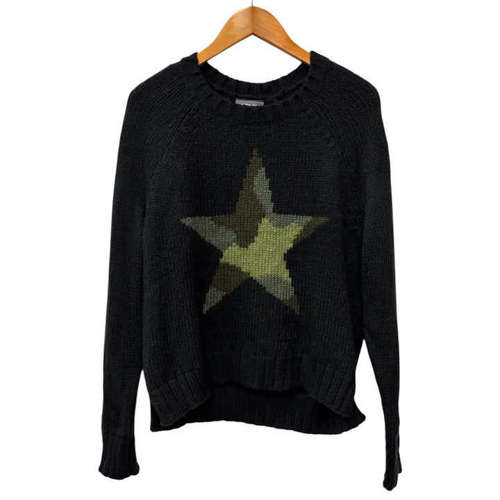 Wooden Ships NWT Knit Star Raglan Chunky Sweater in Black Moss - Size XS