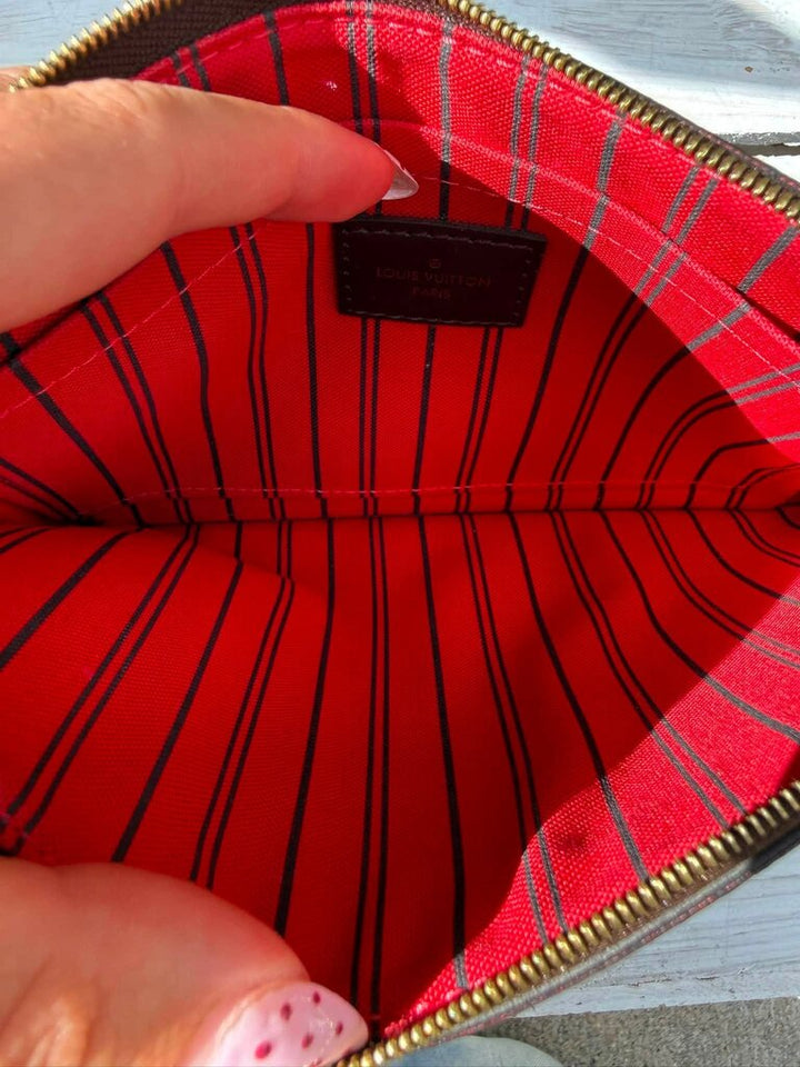 Louis Vuitton Damier Ebene Neverfull Wristlet