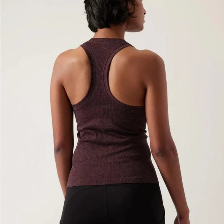 Athleta NWT Momentum Shine Tank in Spiced Cabernet Sparkle - Size Small
