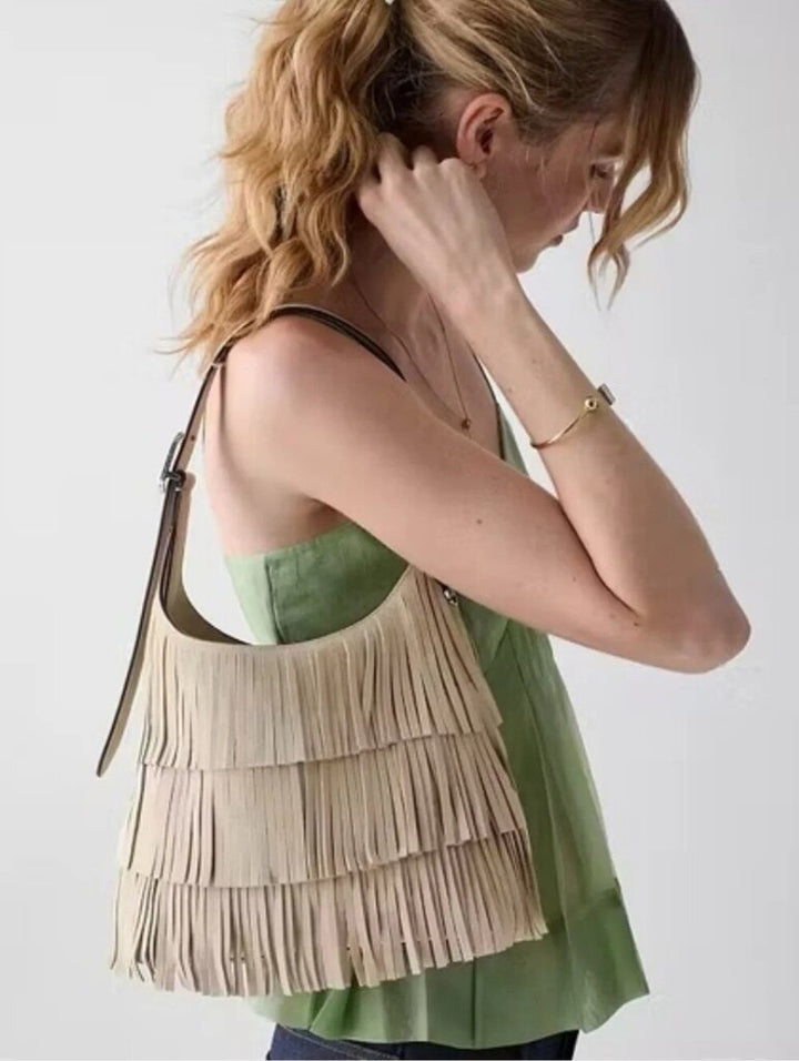 Kate Spade NWT 454 Suede Fringe Small Shoulder Bag