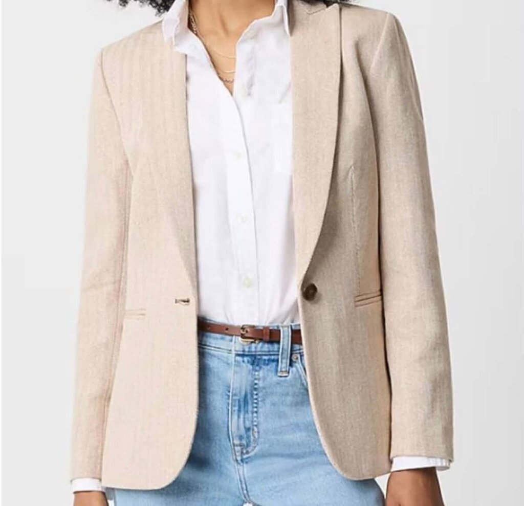 J Crew Herringbone One Button Blazer - Size 10 T