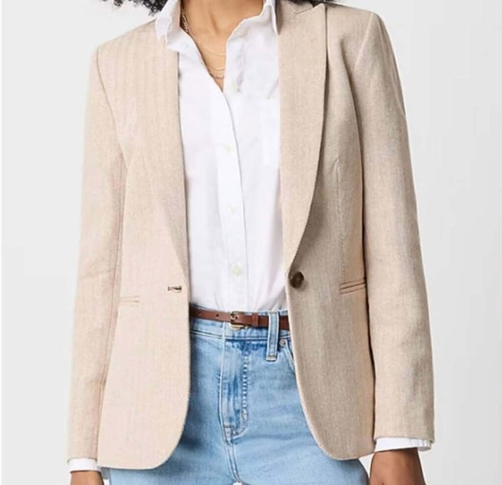 J Crew Herringbone One Button Blazer - Size 10 T