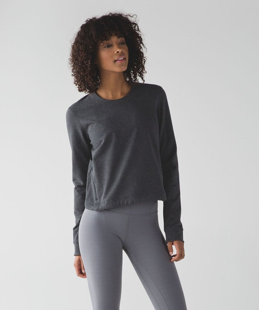 Lululemon Getaway Crew Top in Heathered Black - Size XS/S