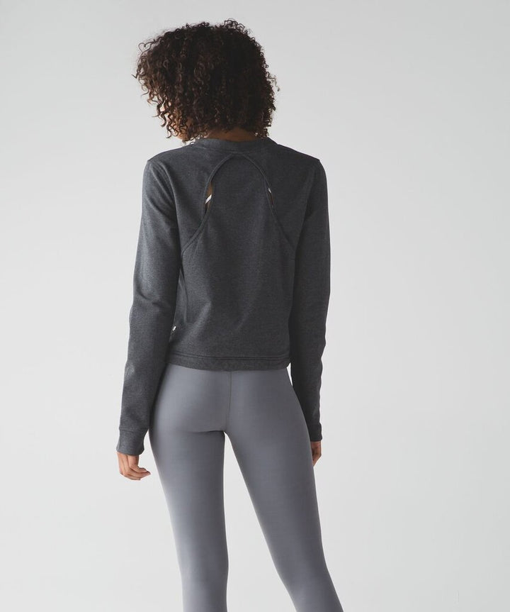 Lululemon Getaway Crew Top in Heathered Black - Size XS/S