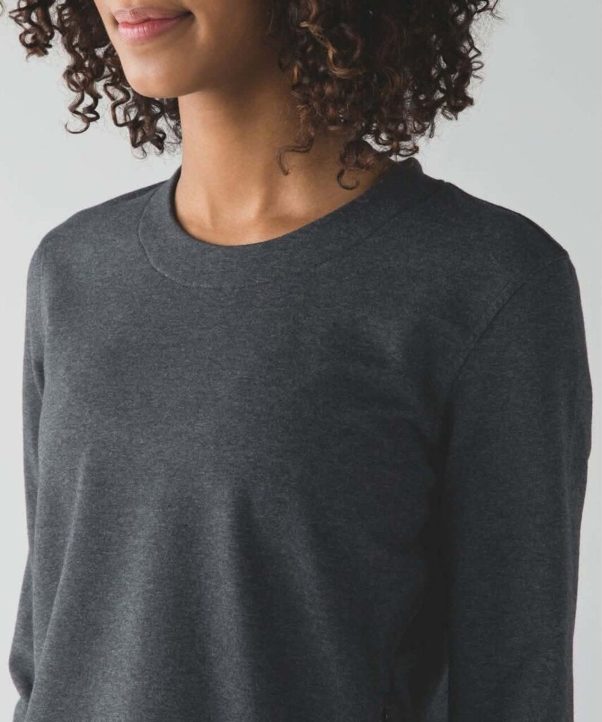 Lululemon Getaway Crew Top in Heathered Black - Size XS/S