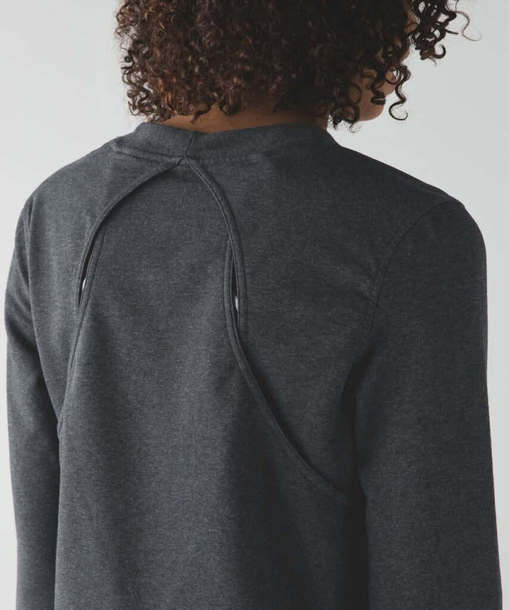 Lululemon Getaway Crew Top in Heathered Black - Size XS/S