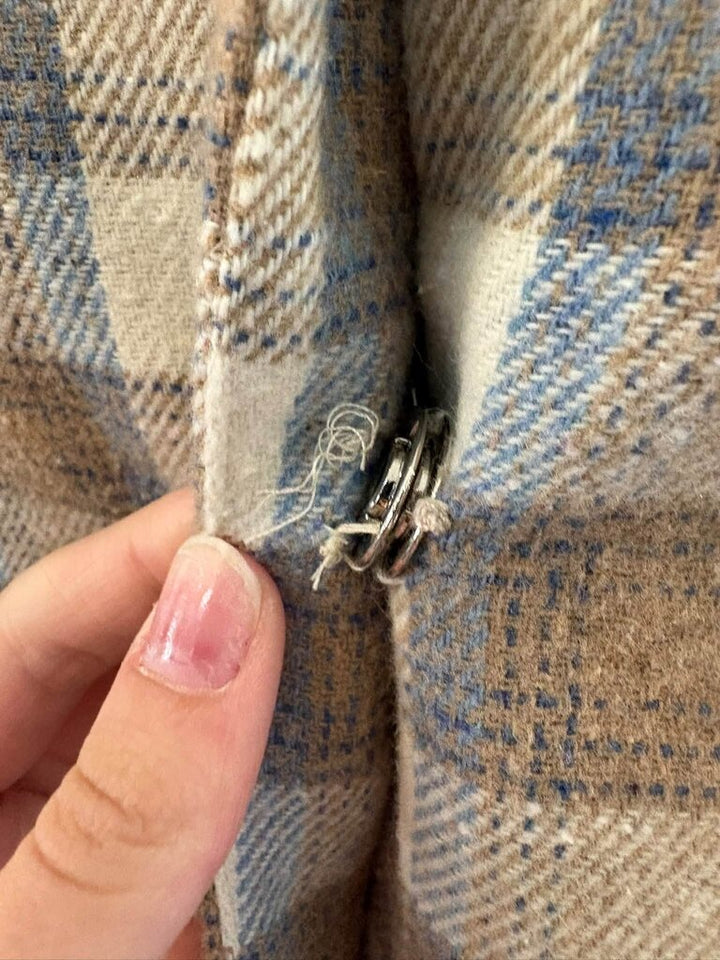 Anthropologie Unreal Fur Plaid Faux Fur-Trimmed Jacket - Size Small