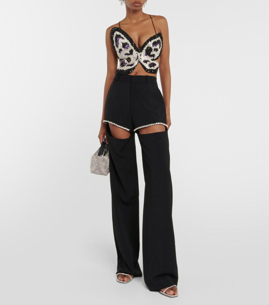 Area NWT Crystal Slit Trouser - Size 4