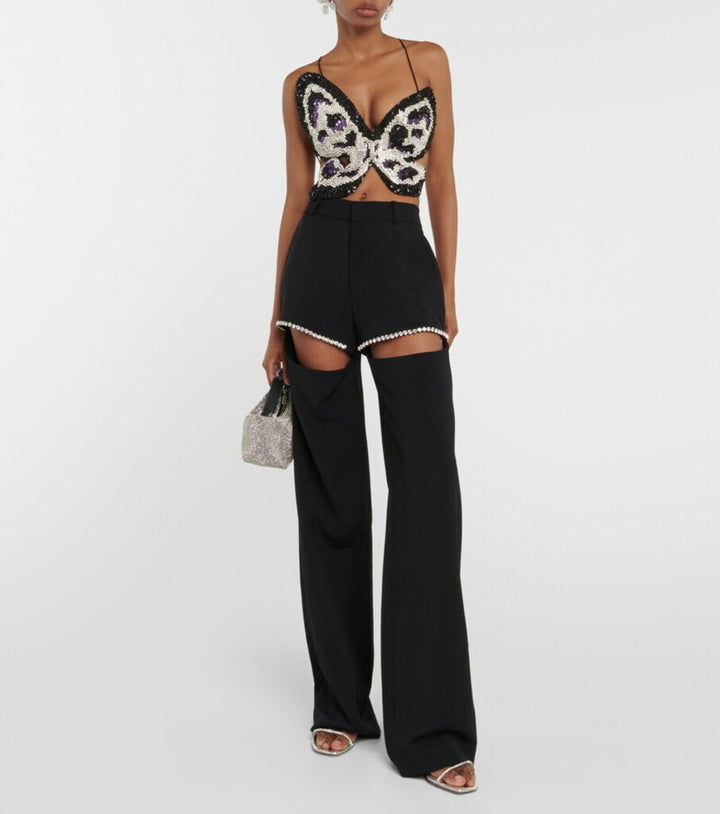Area NWT Crystal Slit Trouser - Size 4
