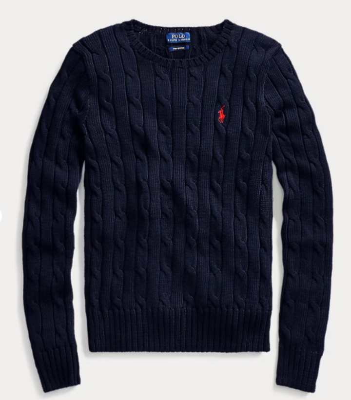 Ralph Lauren Cable-Knit Cotton Crewneck Sweater - Size XS (Retails for $168)