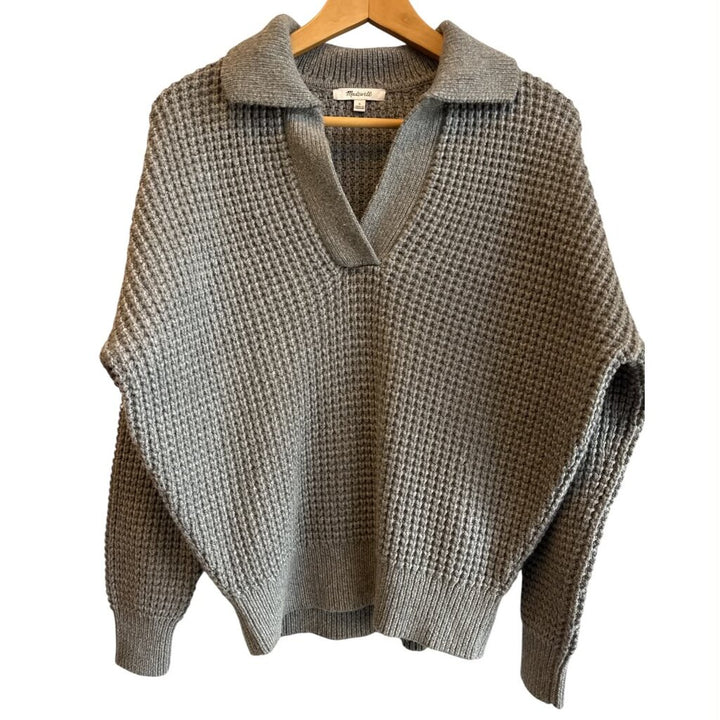 Madewell Waffle Knit Henley Sweater - Size Small