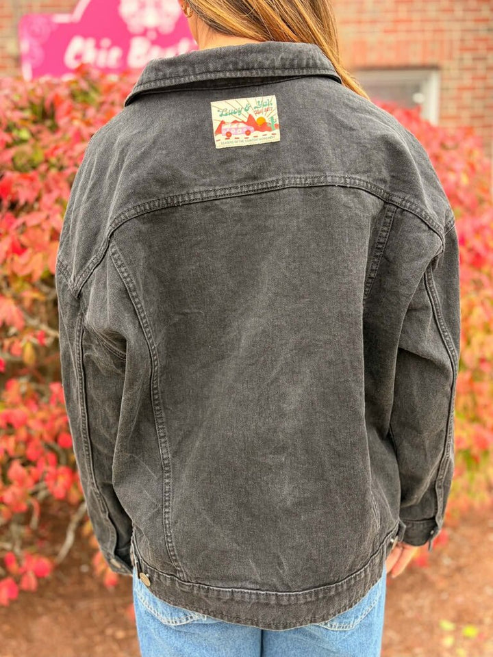 Lucy & Yak Washed Black Denim Jacket - Size Medium