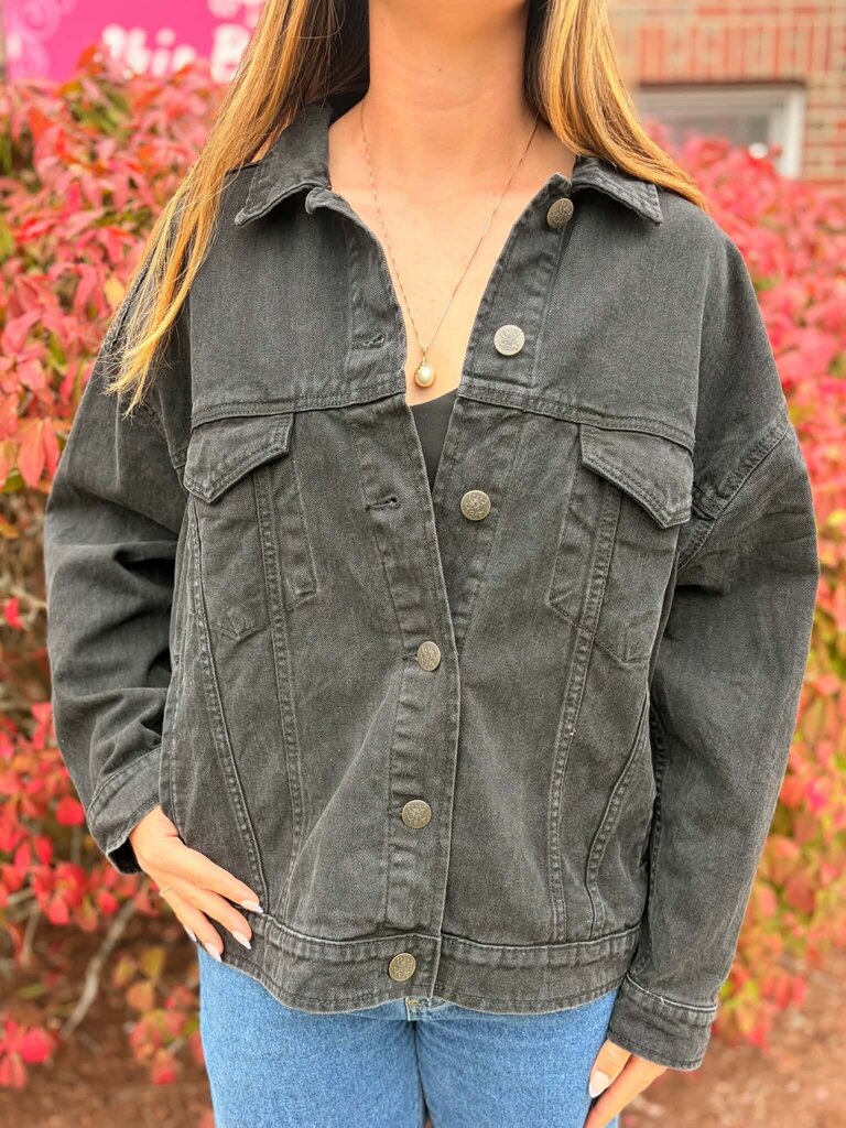 Lucy & Yak Washed Black Denim Jacket - Size Medium