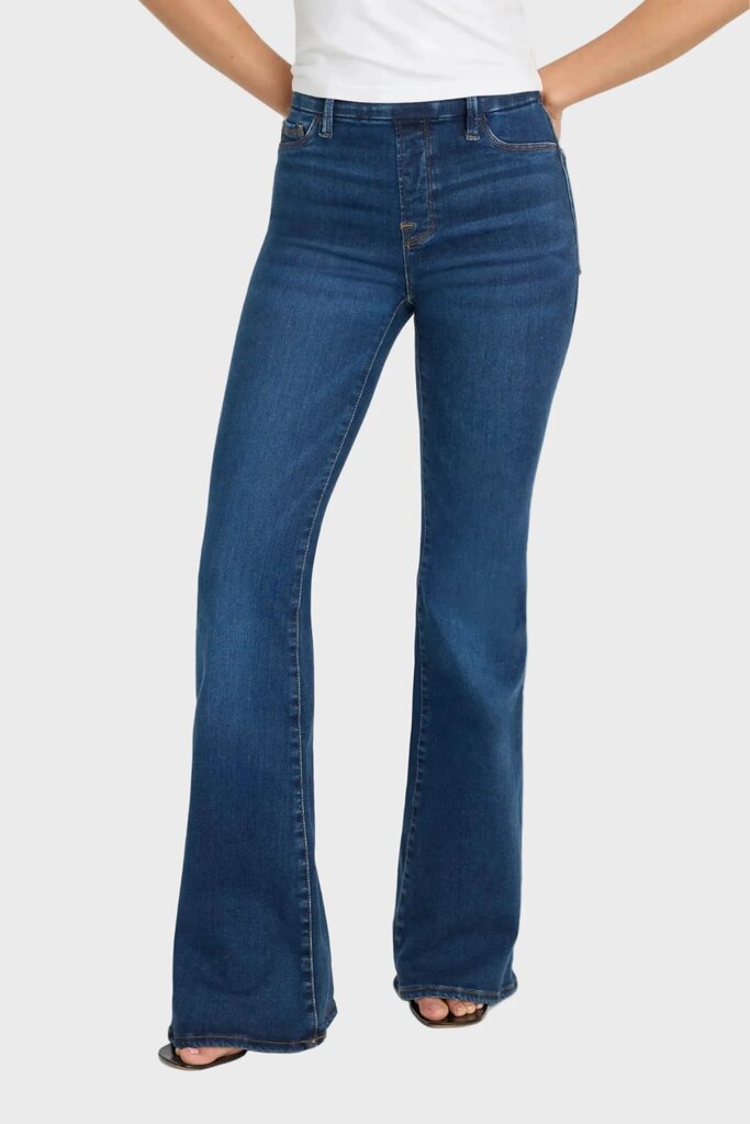 Good American Pull On Flare Jeans in Indigo - Size Small