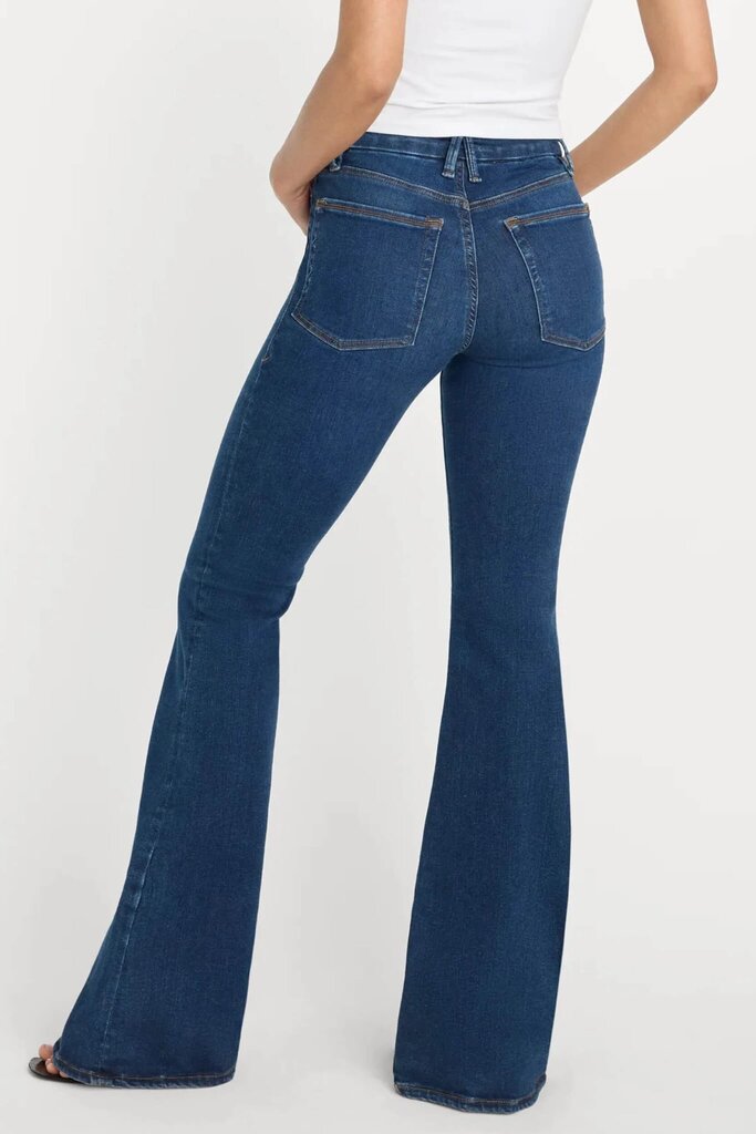 Good American Pull On Flare Jeans in Indigo - Size Small