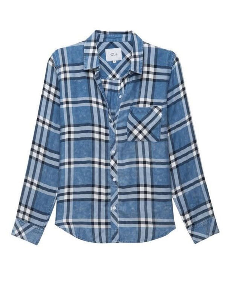 Rails Hunter Button Up In Lapis Black White - Size Large