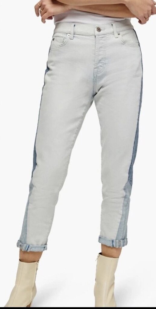 7 For All Mankind Josefina Patchwork Boyfriend Jeans in Coldwater - Size 2 (Retails $228)