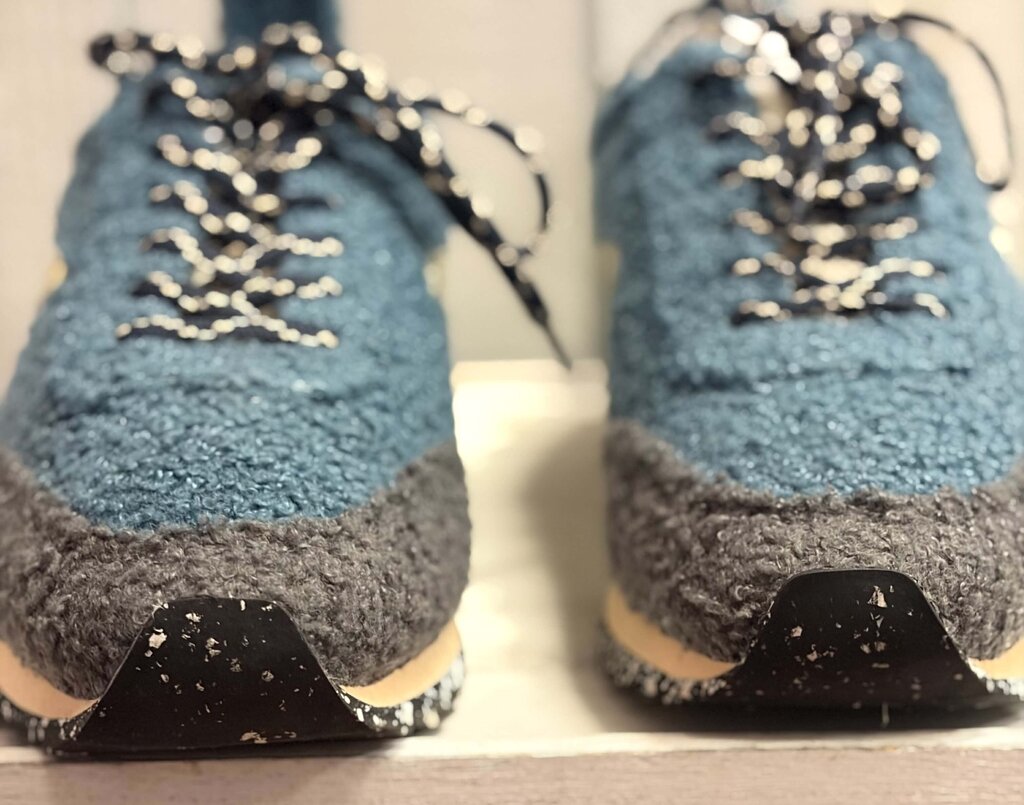 Rag & Bone Retro Runner Eiffel Blue Sherpa Low Top Sneakers - Size 38
