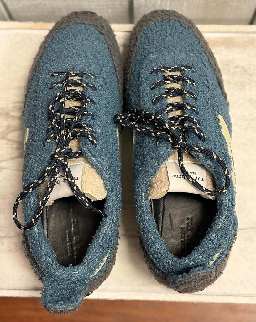Rag & Bone Retro Runner Eiffel Blue Sherpa Low Top Sneakers - Size 38