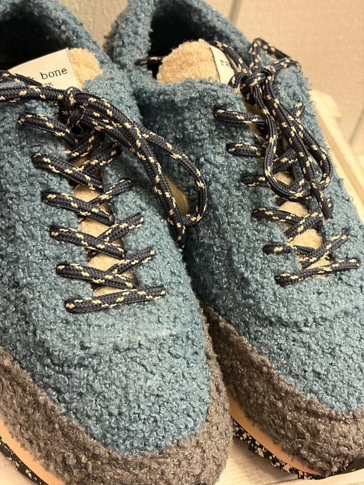 Rag & Bone Retro Runner Eiffel Blue Sherpa Low Top Sneakers - Size 38
