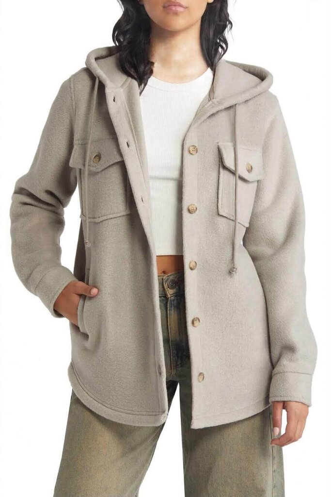 Thread & Supply Hooded Fleece Shacket - Size Medium